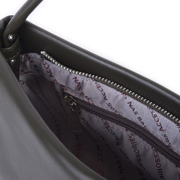 Nas Bag Kadın Basic Baget Omuz ve Çapraz Çanta Haki Kımera (27x12 cm )