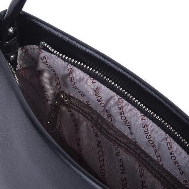 Nas Bag Kadın Basic Baget Omuz ve Çapraz Çanta Siyah Kımera (27x12 cm )