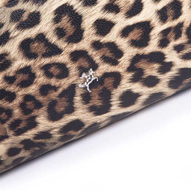 Nas Bag Kadın Basic Baget Omuz ve Çapraz Çanta Taba Leopar (27x12 cm )