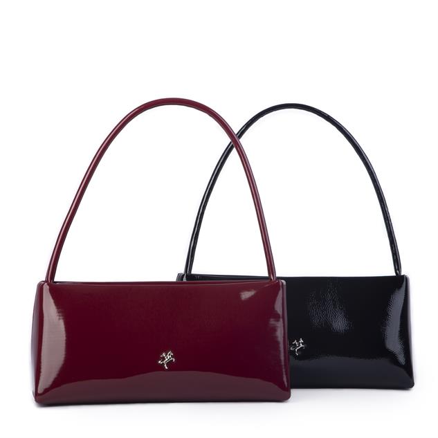 Nas Bag Kadın Basic Baget Omuz ve Çapraz Çanta Siyah Rugan (27x12 cm )