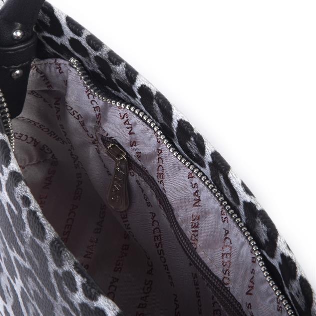 Nas Bag Kadın Basic Baget Omuz ve Çapraz Çanta Siyah Leopar (27x12 cm )