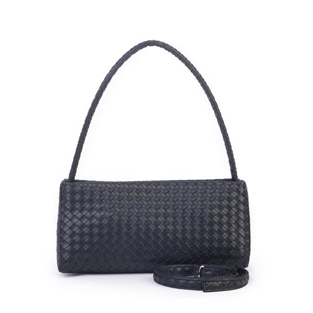 Nas Bag Kadın Basic Baget Omuz ve Çapraz Çanta Siyah Örgülü (27x12 cm )