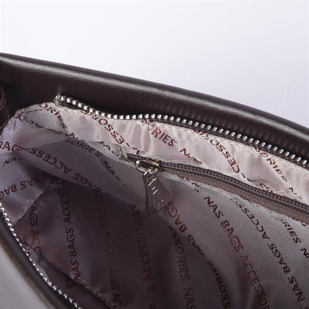 Nas Bag Kadın Basic Baget Omuz ve Çapraz Çanta Kahve Kımera (27x12 cm )