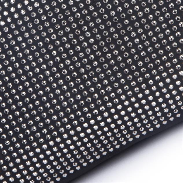Nas Bag Kadın Basic Baget Omuz ve Çapraz Çanta Siyah Gümüş Taşlı (27x12 cm )