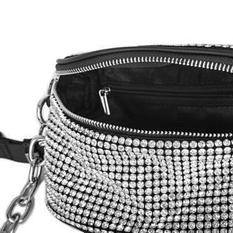 Nas Bag Kadın Bel ve Body Bag Black Diamond Siyah Taşlı Şık Çanta 