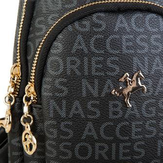 Nas Bag Kadın Bel ve Body Bag  Siyah Yazılı