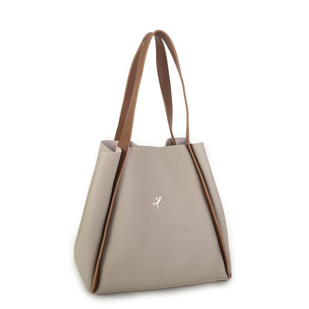 Nas Bag Kadın Büyük Boy Büzmeli Yavrulu Çıtçıtlı Tote Bag Omuz Çantası Kum Taba 
