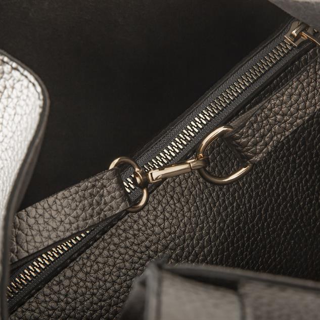 Nas Bag Kadın Büyük Boy Büzmeli Yavrulu Çıtçıtlı Tote Bag Omuz Çantası Gri 