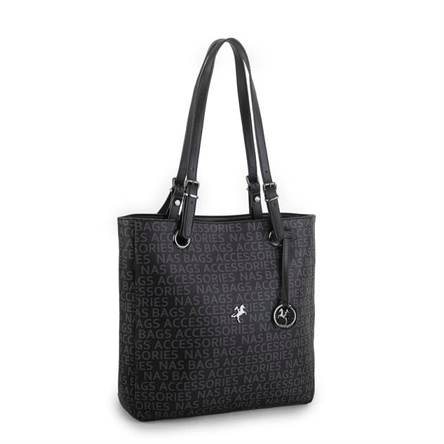 Nas Bag Kadın Büyük Boy Omuz Çantası ( 35x35x12 cm) Siyah Yazılı