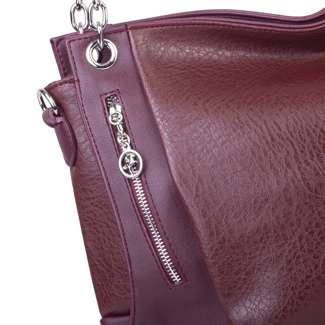Nas Bag Kadın Büyük Boy Omuz Çantası ( 45x34x21 cm) Bordo Victoria