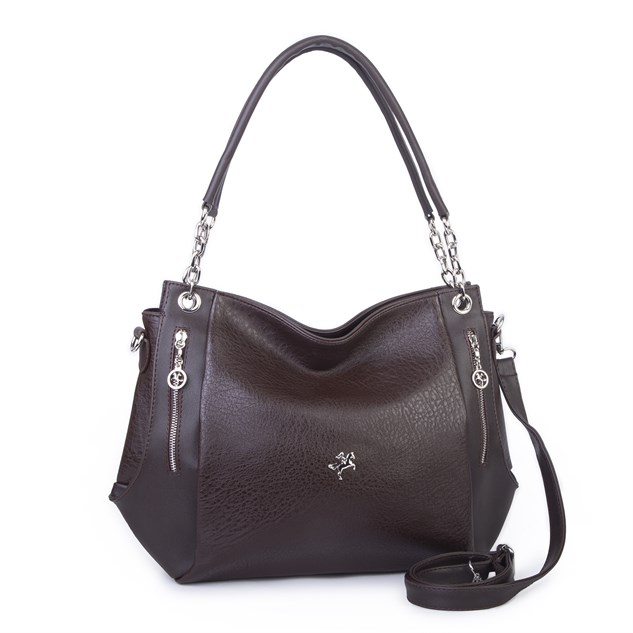 Nas Bag Kadın Büyük Boy Omuz Çantası ( 45x34x21 cm) Kahve Victoria