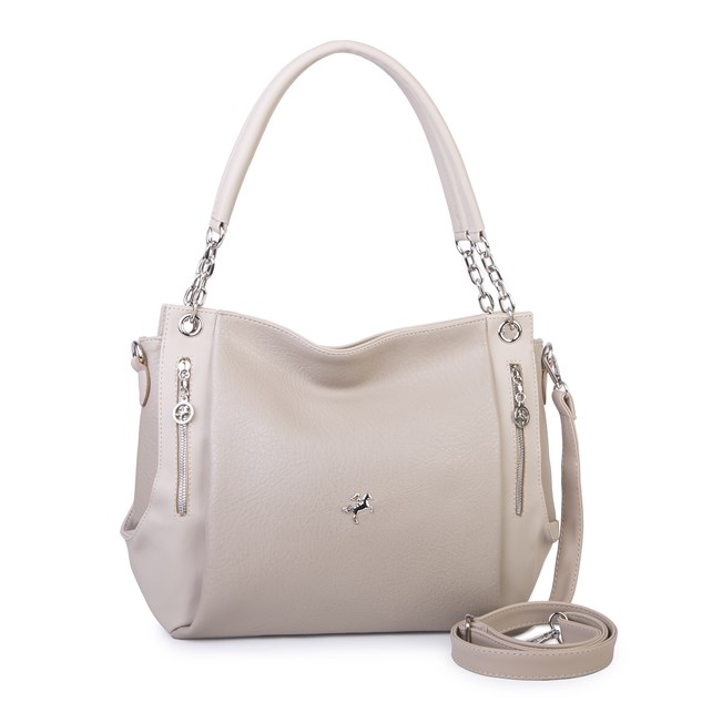 Nas Bag Kadın Büyük Boy Omuz Çantası ( 45x34x21 cm) Kum Victoria