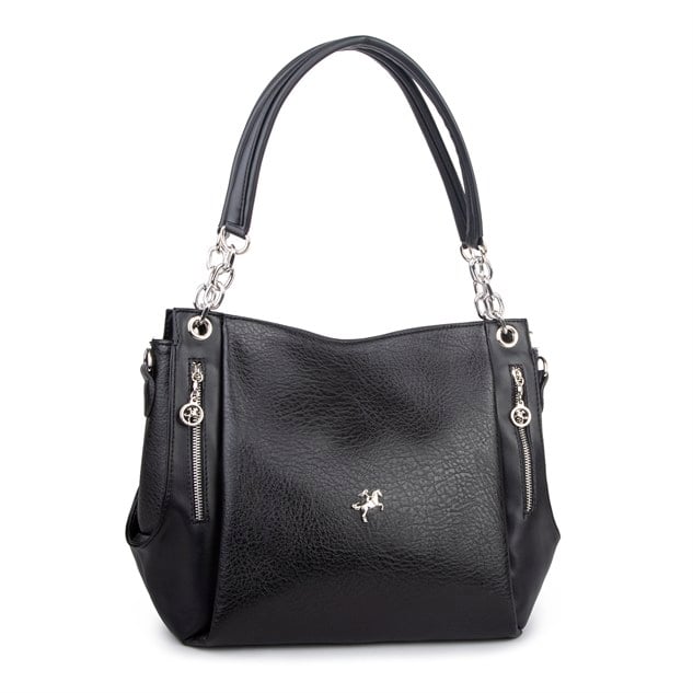 Nas Bag Kadın Büyük Boy Omuz Çantası ( 45x34x21 cm) Siyah Victoria
