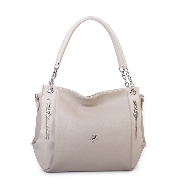 Nas Bag Kadın Büyük Boy Omuz Çantası ( 45x34x21 cm) Kum Victoria