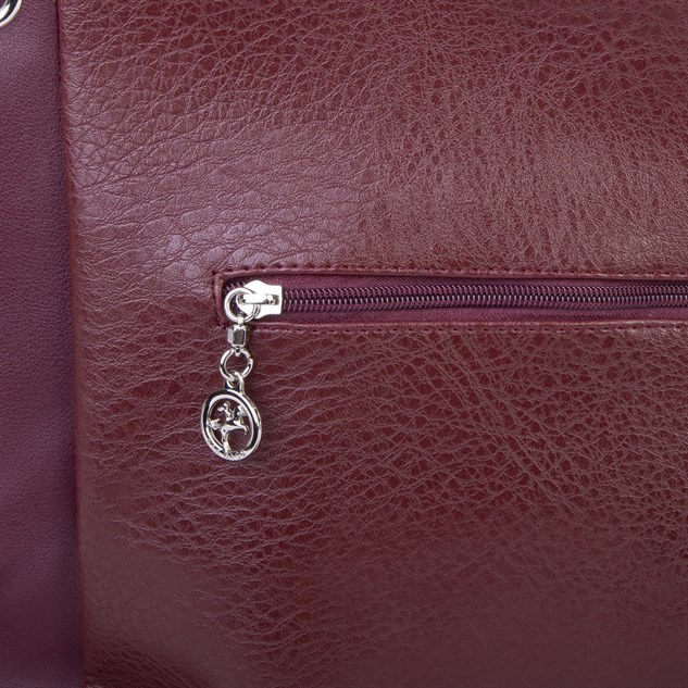Nas Bag Kadın Büyük Boy Omuz Çantası ( 45x34x21 cm) Bordo Victoria