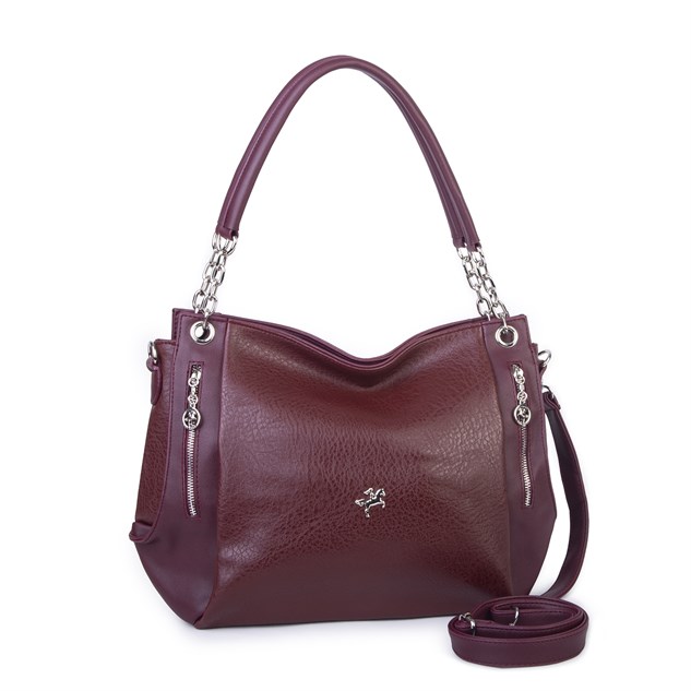 Nas Bag Kadın Büyük Boy Omuz Çantası ( 45x34x21 cm) Bordo Victoria