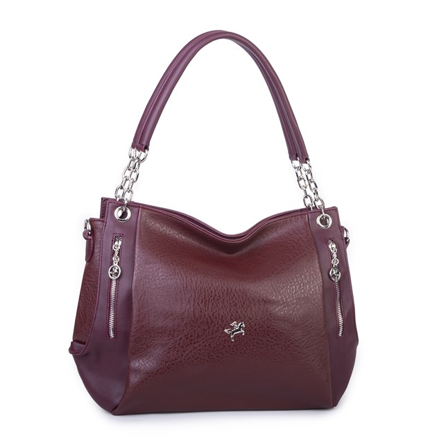 Nas Bag Kadın Büyük Boy Omuz Çantası ( 45x34x21 cm) Bordo Victoria