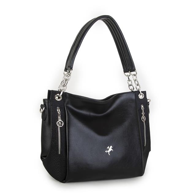 Nas Bag Kadın Büyük Boy Omuz Çantası Siyah Gri Nero ( 45x34x21 cm)