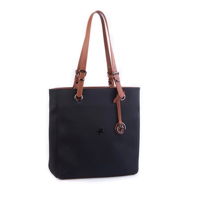 Nas Bag Kadın Büyük Boy Omuz Çantası Siyah Taba  Karaca ( 35x35x12 cm) 