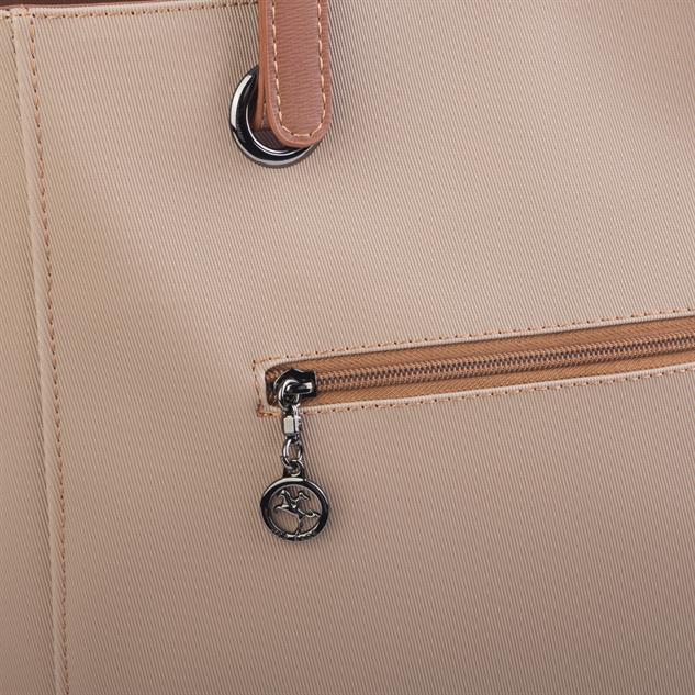 Nas Bag Kadın Büyük Boy Omuz Çantası Vizon  Taba  Karaca ( 35x35x12 cm) 