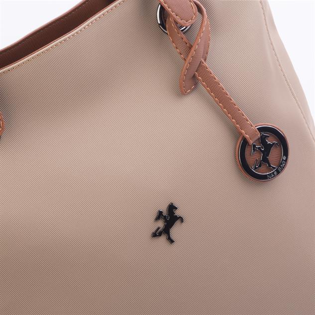 Nas Bag Kadın Büyük Boy Omuz Çantası Vizon  Taba  Karaca ( 35x35x12 cm) 