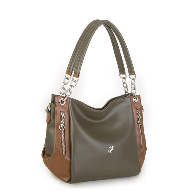 Nas Bag Kadın Büyük Boy Omuz Çantası Yeşil Taba Nero ( 45x34x21 cm)