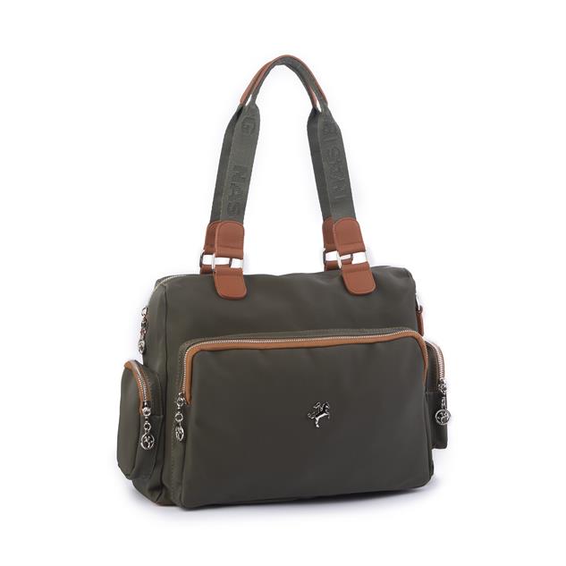 Nas Bag Kadın Büyük Boy Omuz Çantası Yeşil Taba  Buzzy (en :37 ,boy :30 cm)
