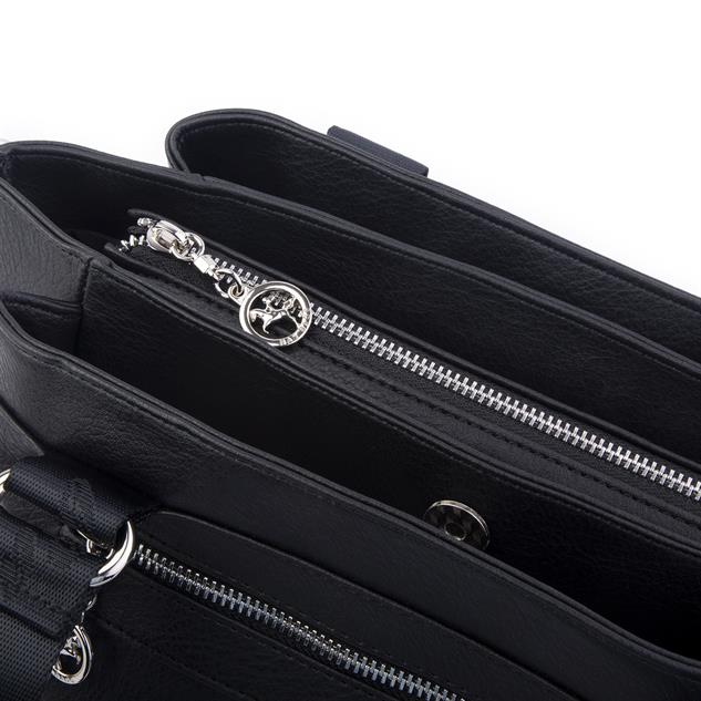 Nas Bag Kadın Çanta Omuz El ve Çapraz Çanta Çok Gözlü Siyah King  (en:37 cm ; boy:24 cm )