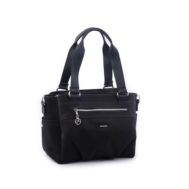 Nas Bag Kadın Çanta Omuz El ve Çapraz Çanta Çok Gözlü Siyah King  (en:37 cm ; boy:24 cm )