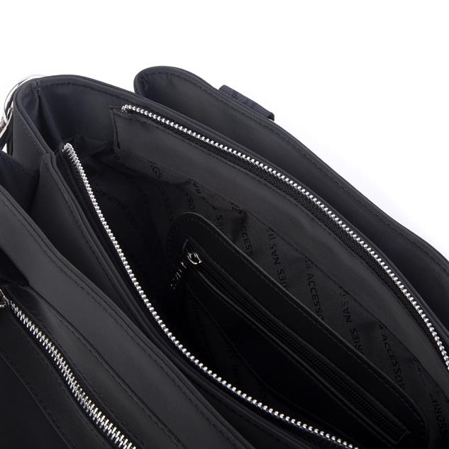 Nas Bag Kadın Çanta Omuz El ve Çapraz Çanta Çok Gözlü Siyah Buzzy  (en:37 cm ; boy:24 cm )