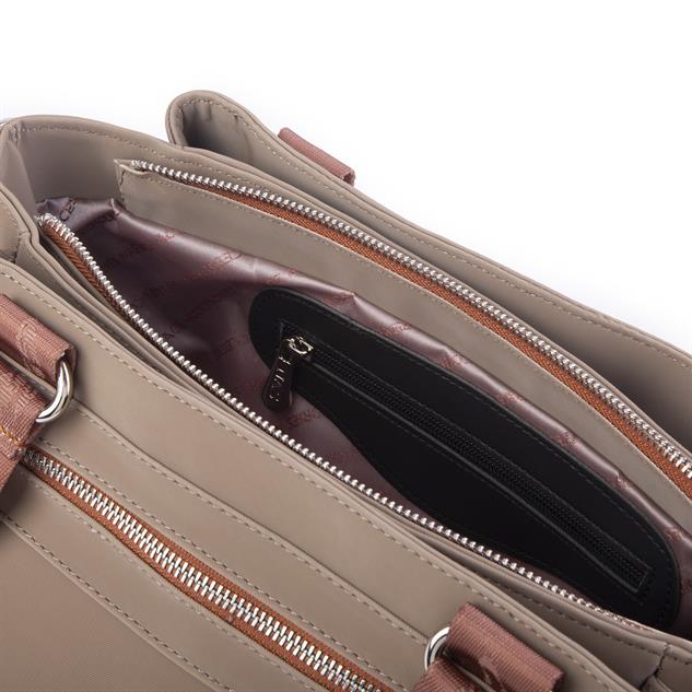 Nas Bag Kadın Çanta Omuz El ve Çapraz Çanta Çok Gözlü Vizon  Taba Buzzy  (en:37 cm ; boy:24 cm )