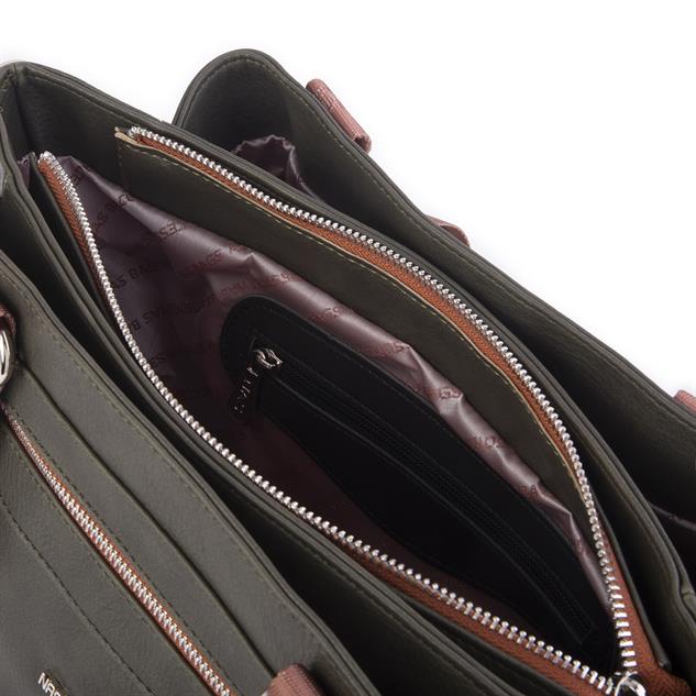 Nas Bag Kadın Çanta Omuz El ve Çapraz Çanta Çok Gözlü Yeşil Taba King  (en:37 cm ; boy:24 cm )