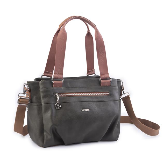 Nas Bag Kadın Çanta Omuz El ve Çapraz Çanta Çok Gözlü Yeşil Taba King  (en:37 cm ; boy:24 cm )
