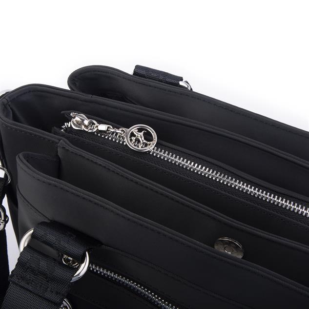 Nas Bag Kadın Çanta Omuz El ve Çapraz Çanta Çok Gözlü Siyah Buzzy  (en:37 cm ; boy:24 cm )