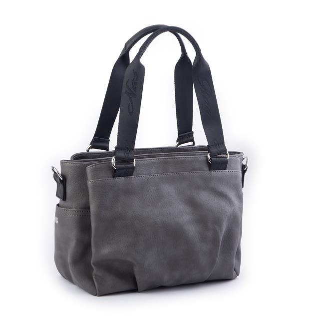 Nas Bag Kadın Çanta Omuz El ve Çapraz Çanta Çok Gözlü Gri Siyah King (en:37 cm ; boy:24 cm )