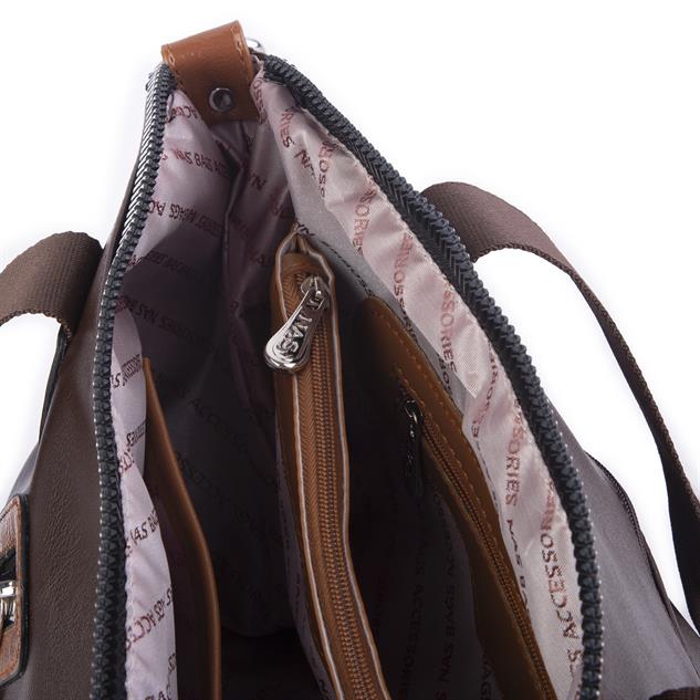 Nas Bag Kadın Çanta Omuz ve Çapraz Çanta Kahve Taba Nero (en=38 , boy = 25)