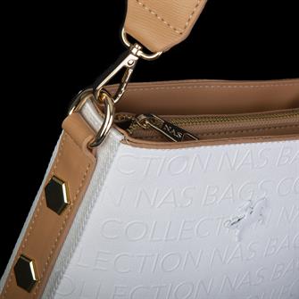 Nas Bag Kadın Çapraz Çanta Ayarlanabilir Askılı Beyaz  Camel Gofraj