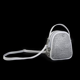 Nas Bag Mini Kadın Çapraz Çanta Beyaz  Taşlı