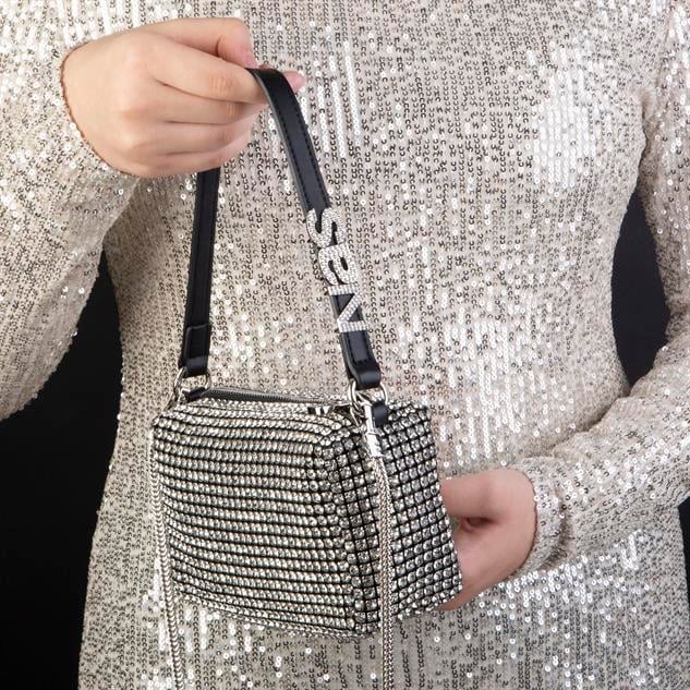 Nas Bag Kadın Çapraz  Çanta Black White Diamond SiyahTaşlı 