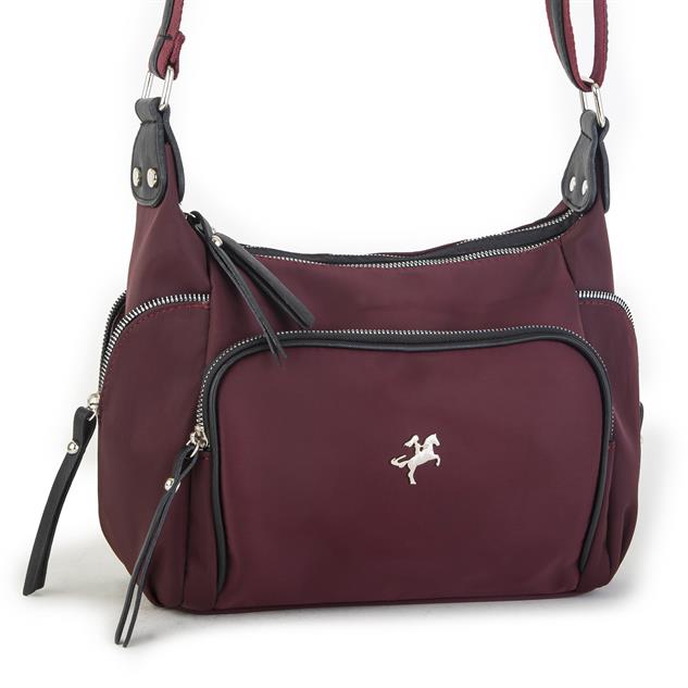 Nas Bag Kadın Çapraz Çanta Bordo Siyah İthal Kumaş ( 26x21x15 cm)