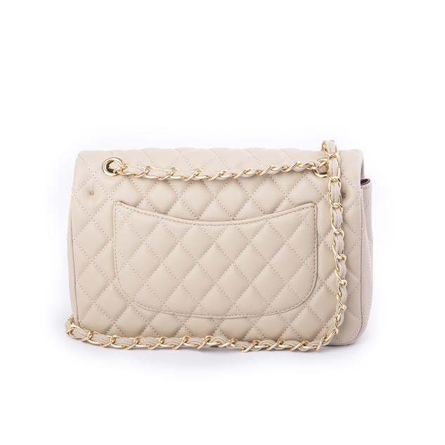 Nas Bag Kadın Çapraz Çanta Büyük Boy Zincirli Kapitone Kum  Nova (en:26 ; boy:16 cm ) 