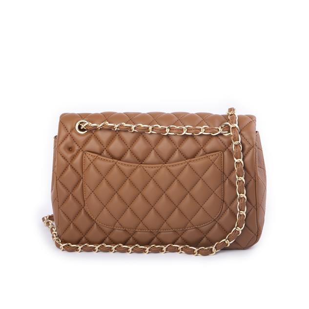 Nas Bag Kadın Çapraz Çanta Büyük Boy Zincirli Kapitone Taba Nova (en:26 ; boy:16 cm ) 