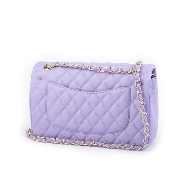 Nas Bag Kadın Çapraz Çanta Büyük Boy Zincirli Kapitone Lila  Nova (en:26 ; boy:16 cm ) 
