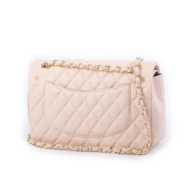 Nas Bag Kadın Çapraz Çanta Büyük Boy Zincirli Kapitone Pudra Nova (en:26 ; boy:16 cm ) 