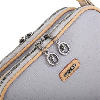 Nas Bag Kadın Çapraz Çanta Çift Gözlü Ayarlanabilir Askılı Gri Camel Gofraj