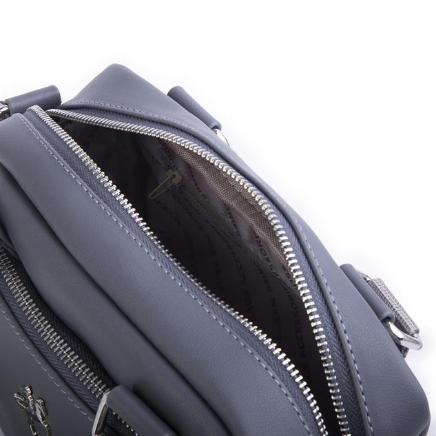 Nas Bag Kadın Çapraz Çanta Çok Gözlü  Gri Dona  ( 26x17 cm)