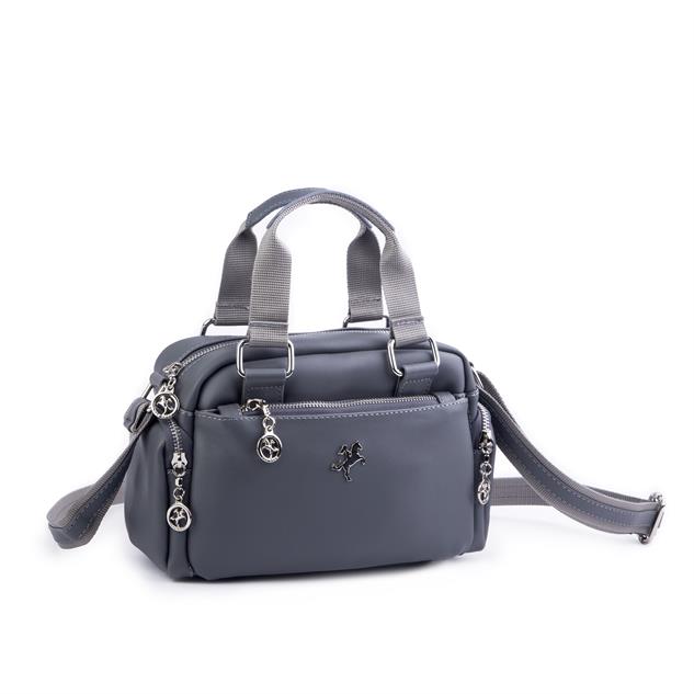 Nas Bag Kadın Çapraz Çanta Çok Gözlü  Gri Dona  ( 26x17 cm)