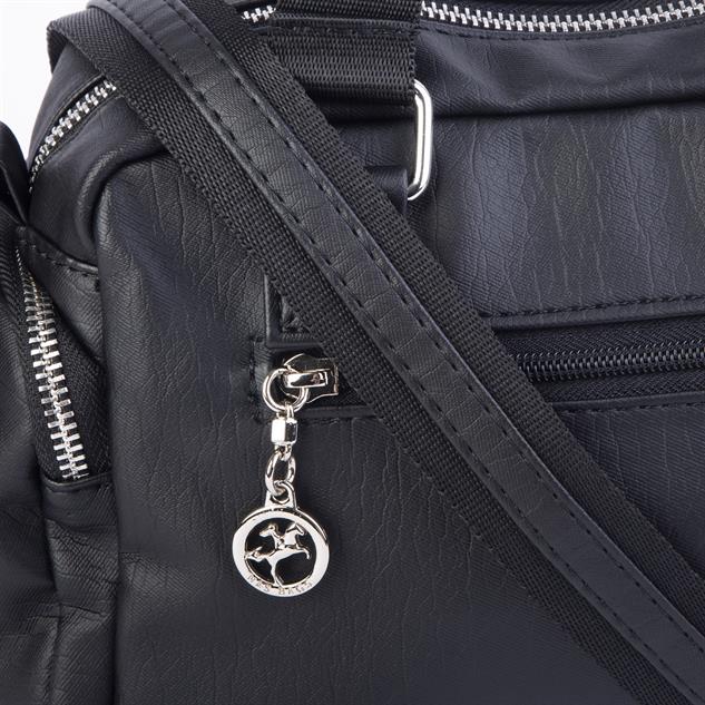Nas Bag Kadın Çapraz Çanta Çok Gözlü Siyah Yıkamalı ( 26x17 cm)