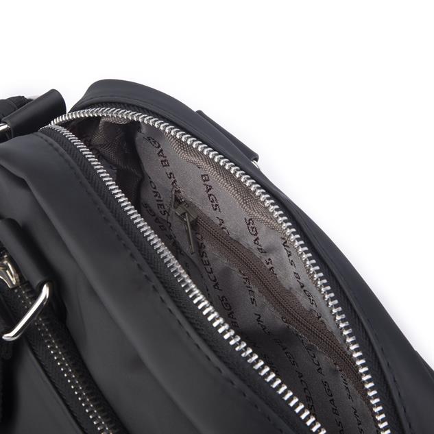 Nas Bag Kadın Çapraz Çanta Çok Gözlü  Siyah  Saten 