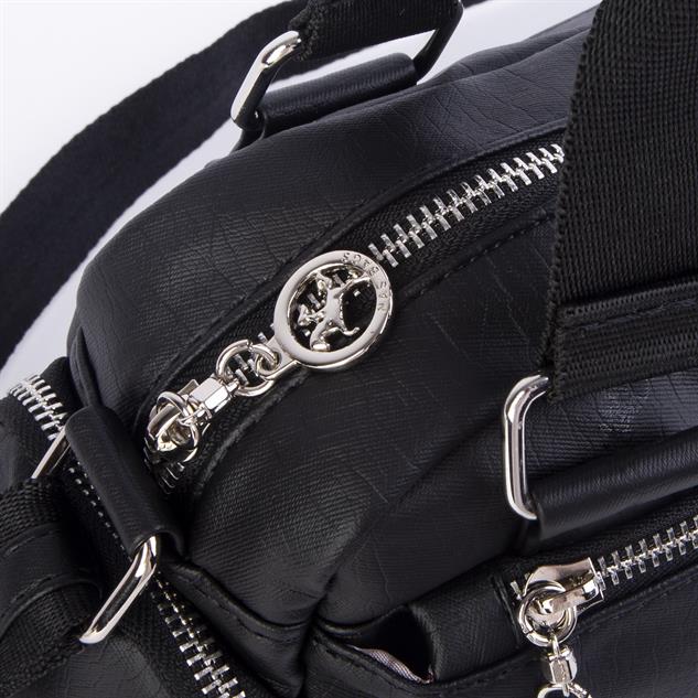 Nas Bag Kadın Çapraz Çanta Çok Gözlü Siyah Yıkamalı ( 26x17 cm)